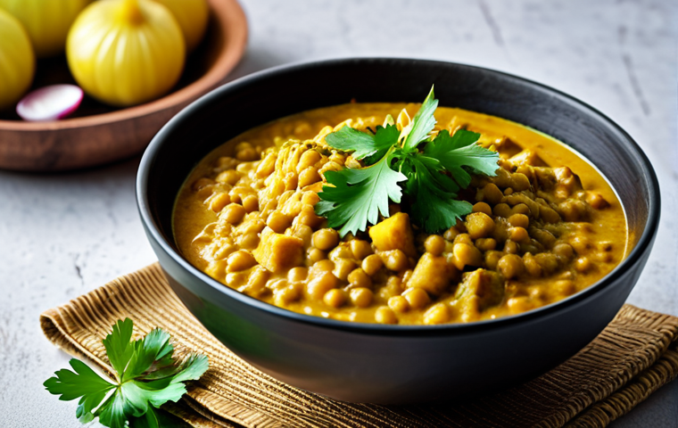 식재료 활용  요리의 즐거움 발견하기 - **Prompt:** A vibrant plate of "Badhakopi Ghonto" (cabbage stir-fry), garnished with fresh cilantro,...