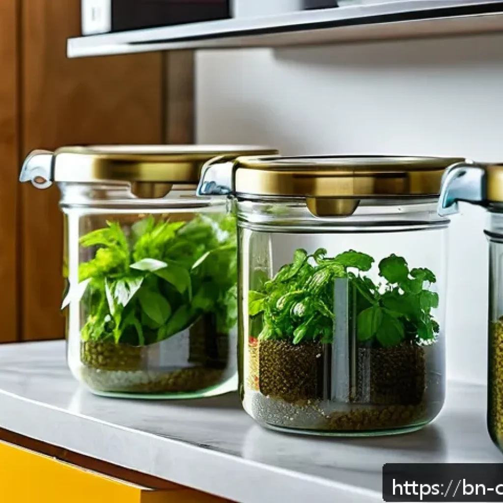 식재료 활용  재료 본연의 맛 살리기 - A vibrant kitchen scene focused on fresh Bengali herbs like coriander leaves and mint stored in a tr...