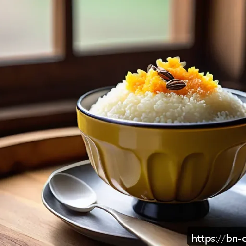 남은 식재료 활용으로 만드는 다양한 조리법 - A cozy kitchen scene featuring a steaming bowl of Bengali rice pudding (ভাতের পুডিং) on a rustic woo...