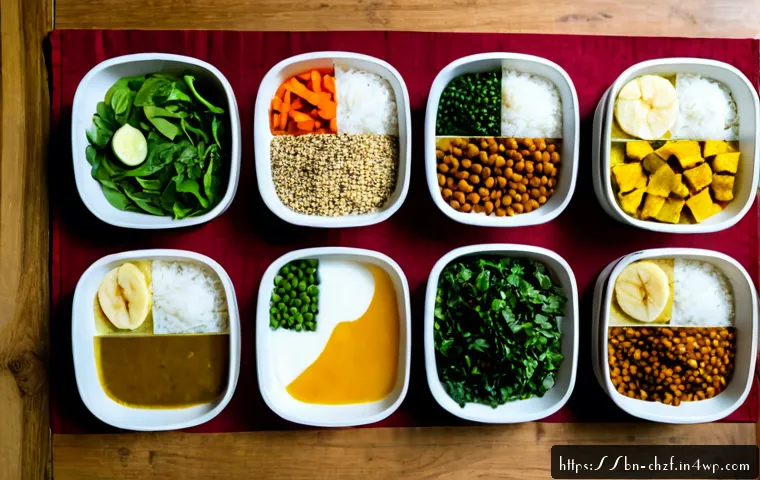 식재료를 활용한 일주일 식단 계획 - Photorealistic overhead view of a neatly organized one-week meal plan using fresh Bangladeshi ingred...